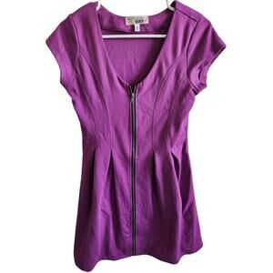 In Love With Derek Womens Sz M Mini Dress Purple Zip Front Y2K